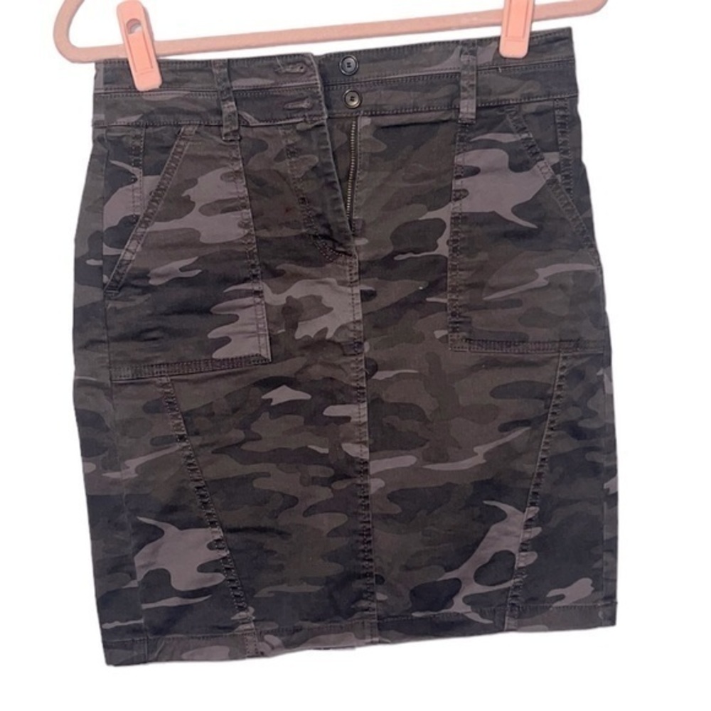 Loft Petites Camo Canvas Cotton Blend Skirt 2P